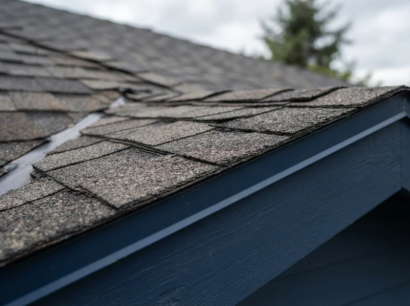 Close-up roof shingle inspection detail