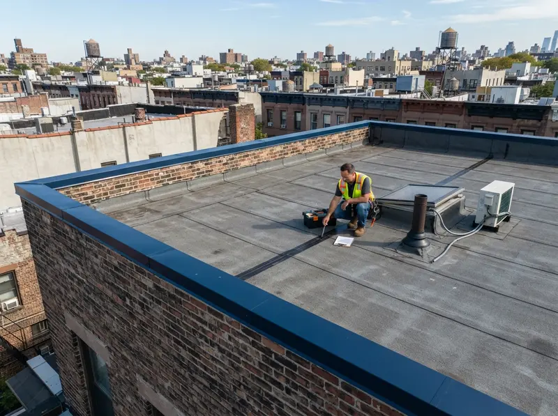 Flat rubber roof inspection in Brooklyn Flat rubber roof inspection in Brooklyn